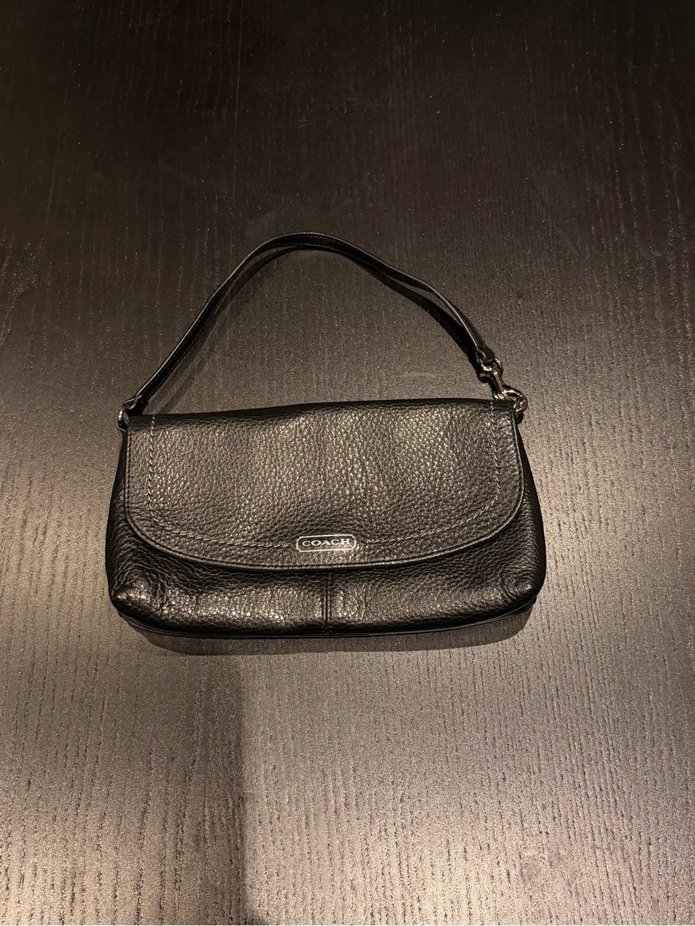 Coach Black Pebbled Leather Shoulder Bag